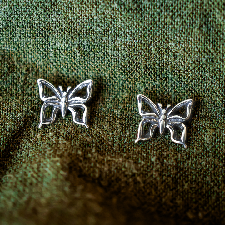 Sterling silver butterfly stud earring